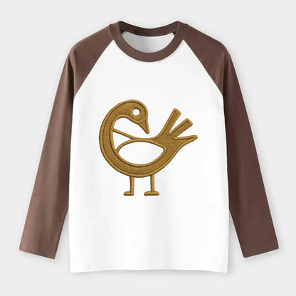 Adinkra Sankofa  - Raglan Long Sleeve T-Shirt - Coffee