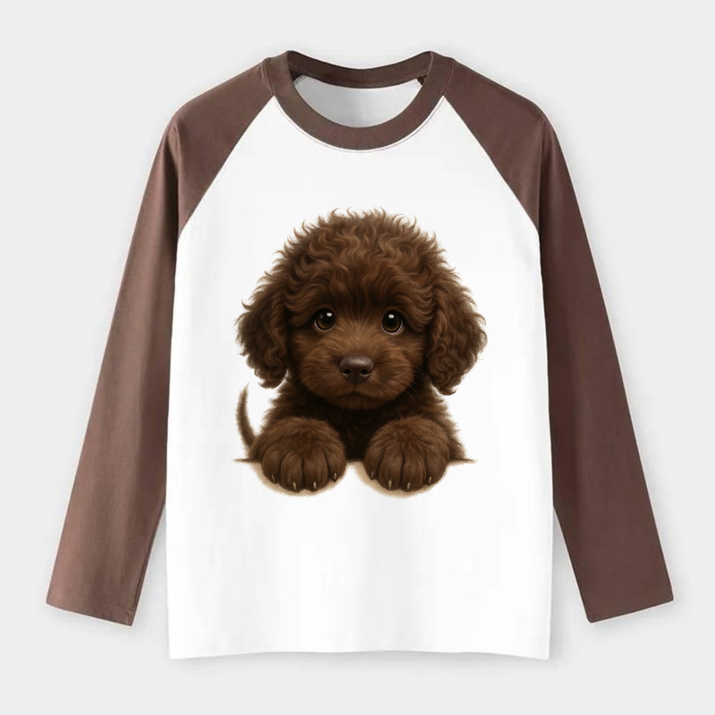 Irish Water Spaniel  - Raglan Long Sleeve T-Shirt - Coffee