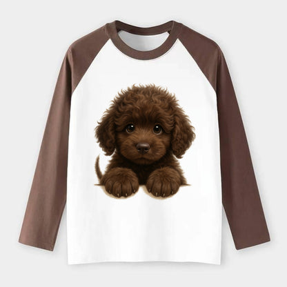Irish Water Spaniel  - Raglan Long Sleeve T-Shirt - Coffee