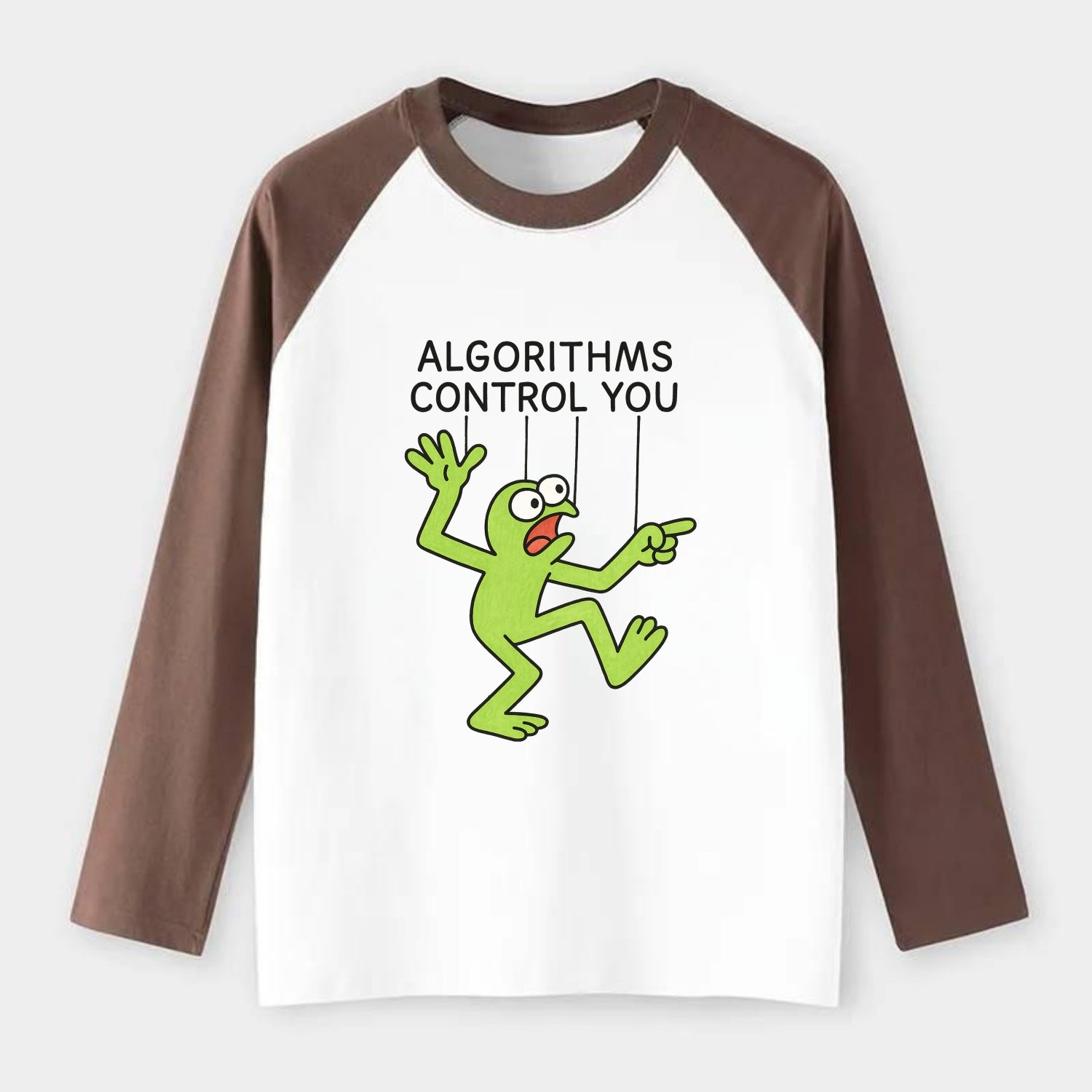 Whiskey Barrel  - Raglan Long Sleeve T-Shirt - Coffee