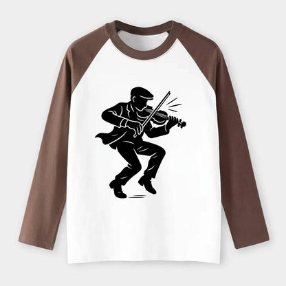 Irish folk musician traditional jig - Raglan Long Sleeve T-Shirt - Coffee