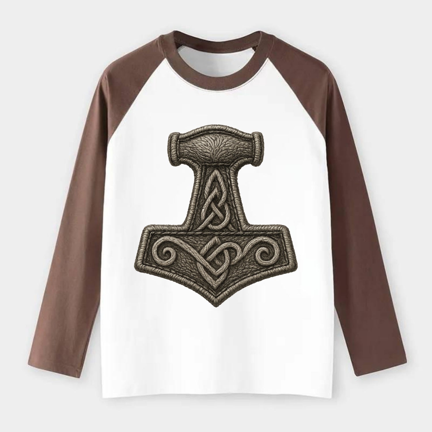 Mjolnir  - Raglan Long Sleeve T-Shirt - Coffee