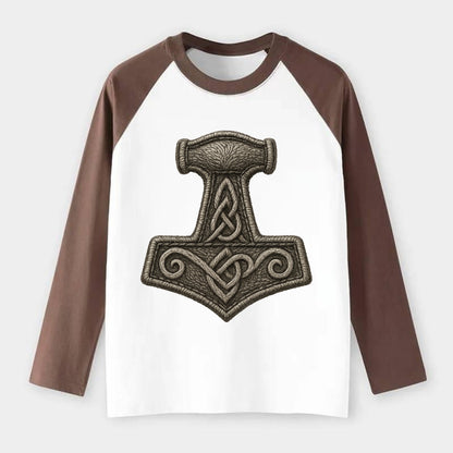 Mjolnir  - Raglan Long Sleeve T-Shirt - Coffee