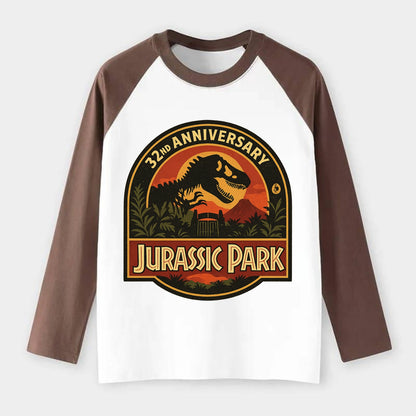 Jurassic Park 32nd Anniversary - Raglan Long Sleeve T-Shirt - Coffee