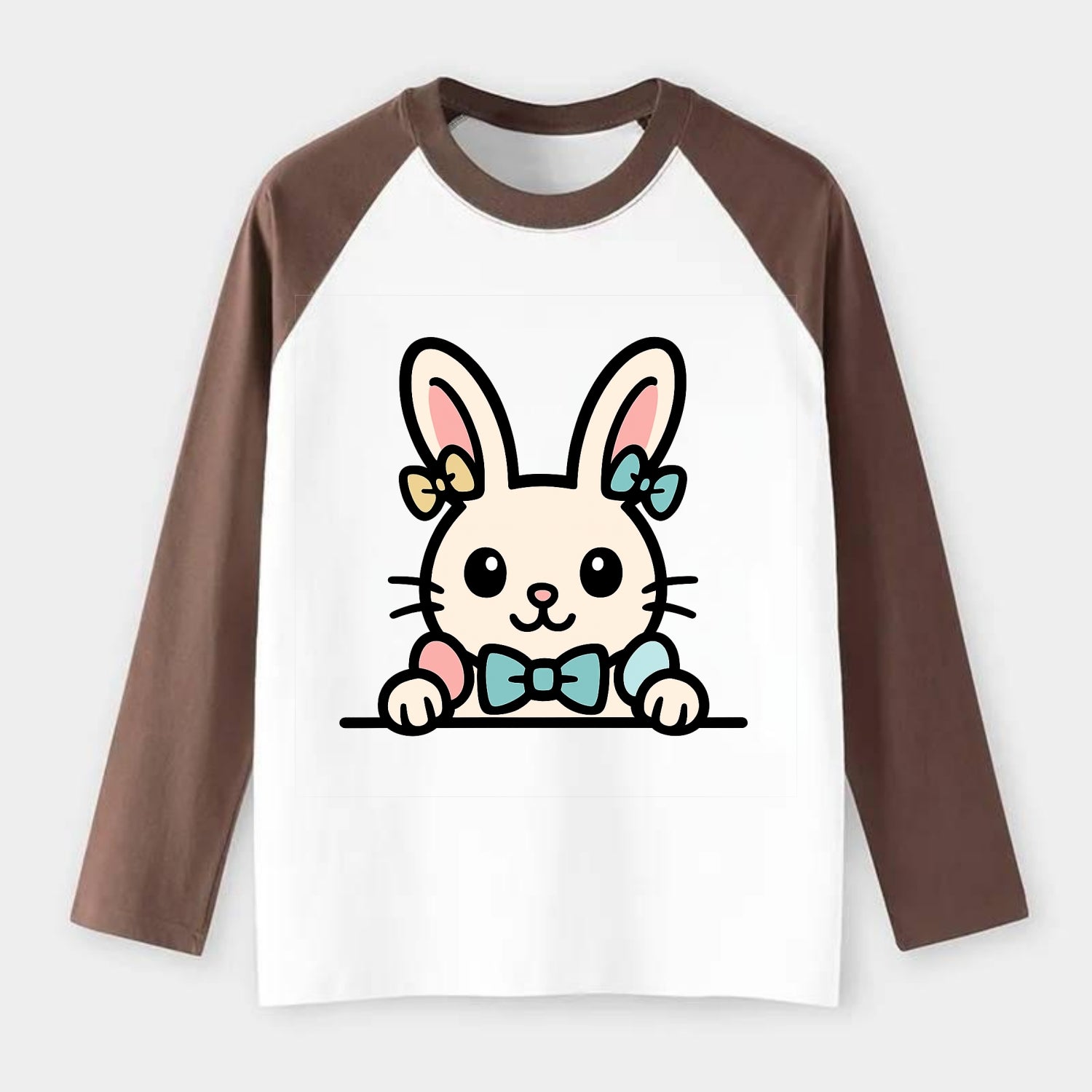Easter Bunny  - Raglan Long Sleeve T-Shirt - Coffee