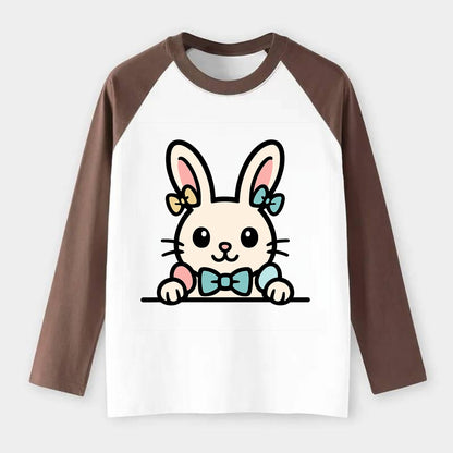 Easter Bunny  - Raglan Long Sleeve T-Shirt - Coffee