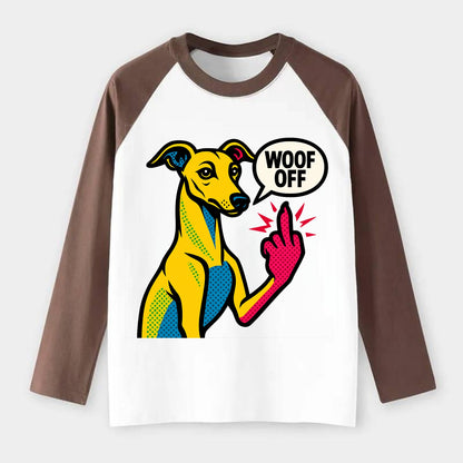 Whippet sleek athletic greyhound-like, elegant long paw giving sass - Raglan Long Sleeve T-Shirt - Coffee