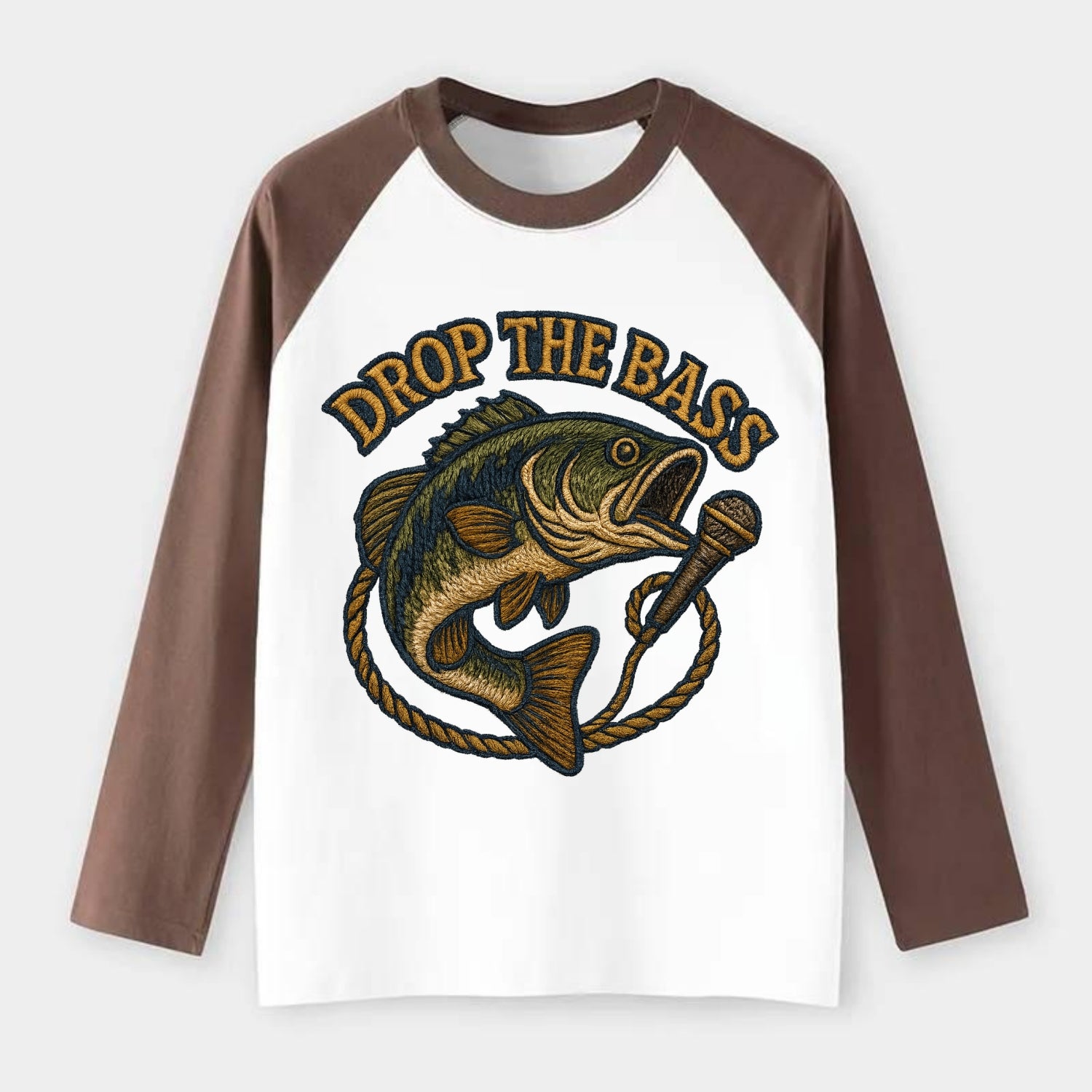 Drop The Bass  - Raglan Long Sleeve T-Shirt - Coffee