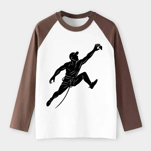 Rock wall climber reaching hold - Raglan Long Sleeve T-Shirt