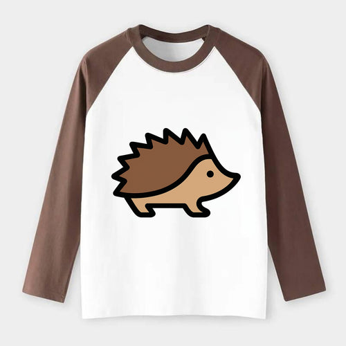 Hedgehog - Brown spiky back flat side profile - Raglan Long Sleeve T-Shirt