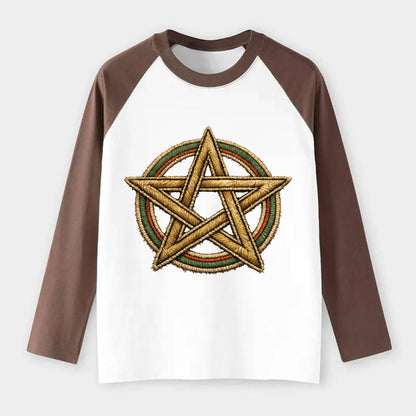 Pentacle Knot - Raglan Long Sleeve T-Shirt - Coffee