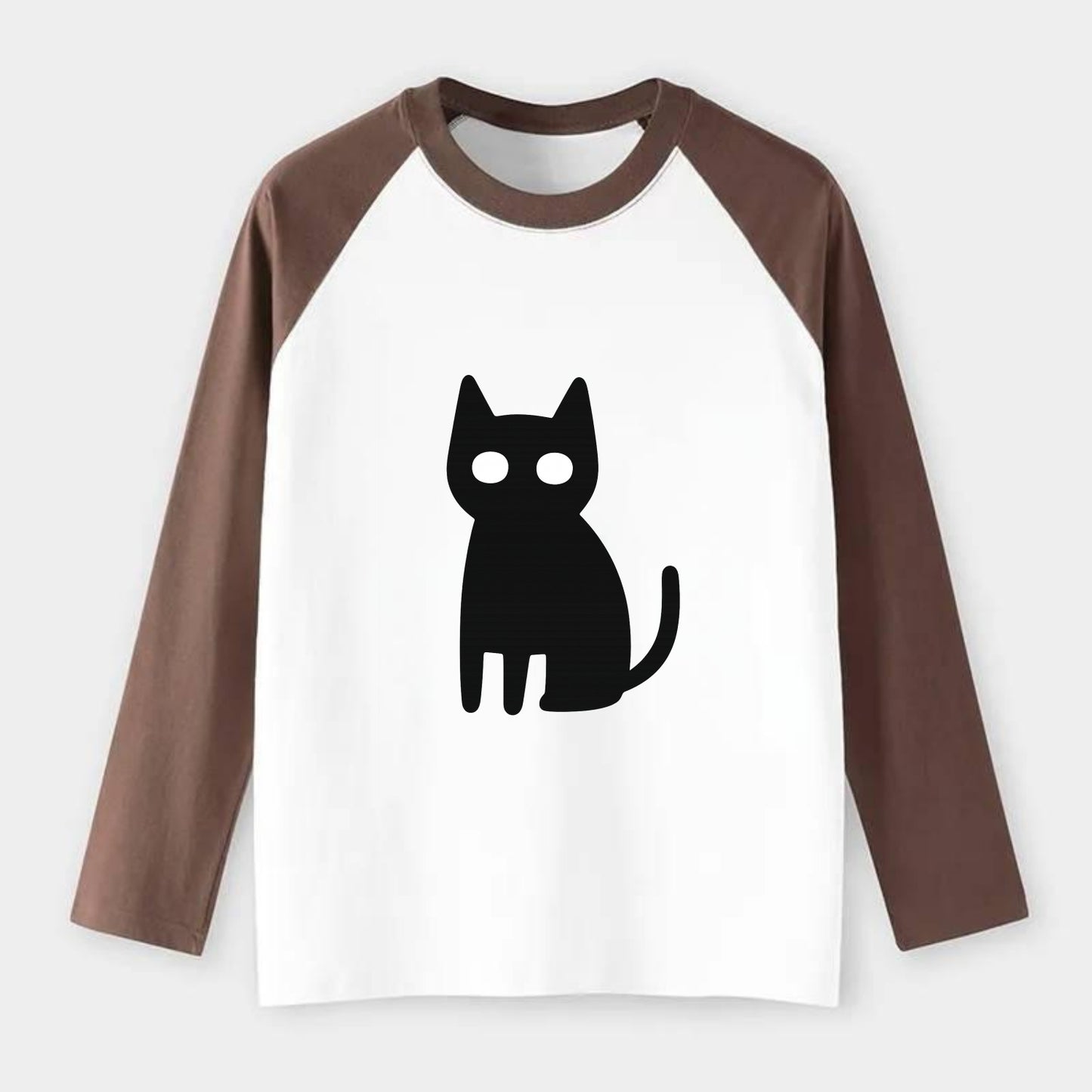YOU MUST EMBRACE THE VOID | Black cat st - Raglan Long Sleeve T-Shirt - Coffee