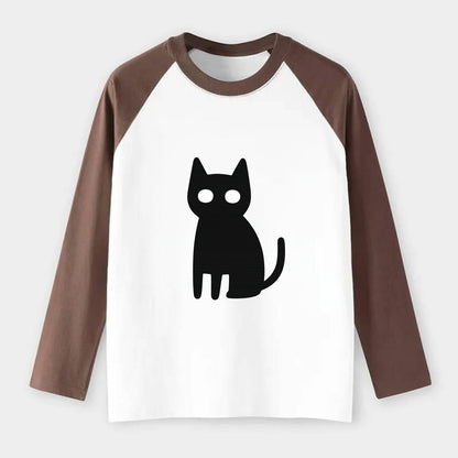 YOU MUST EMBRACE THE VOID | Black cat st - Raglan Long Sleeve T-Shirt - Coffee