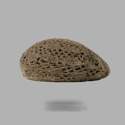 Double-Layer Crochet Lace Beret - Breathable Summer Knit Hat