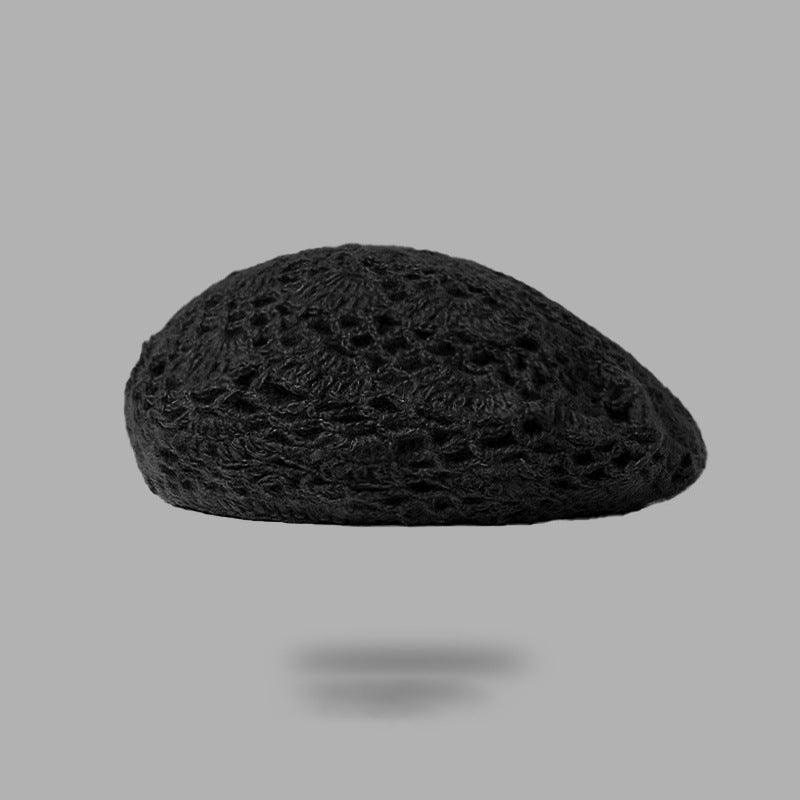 Double-Layer Crochet Lace Beret - Breathable Summer Knit Hat