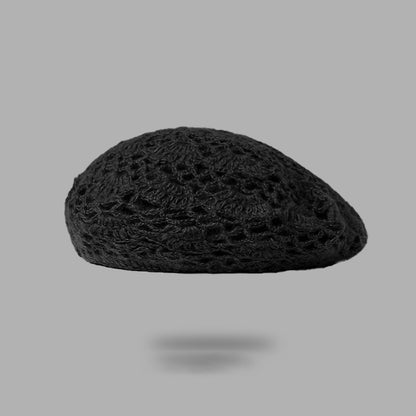 Double-Layer Crochet Lace Beret - Breathable Summer Knit Hat