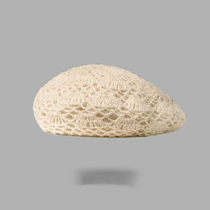 Double-Layer Crochet Lace Beret - Breathable Summer Knit Hat