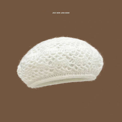 Double-Layer Crochet Lace Beret - Breathable Summer Knit Hat