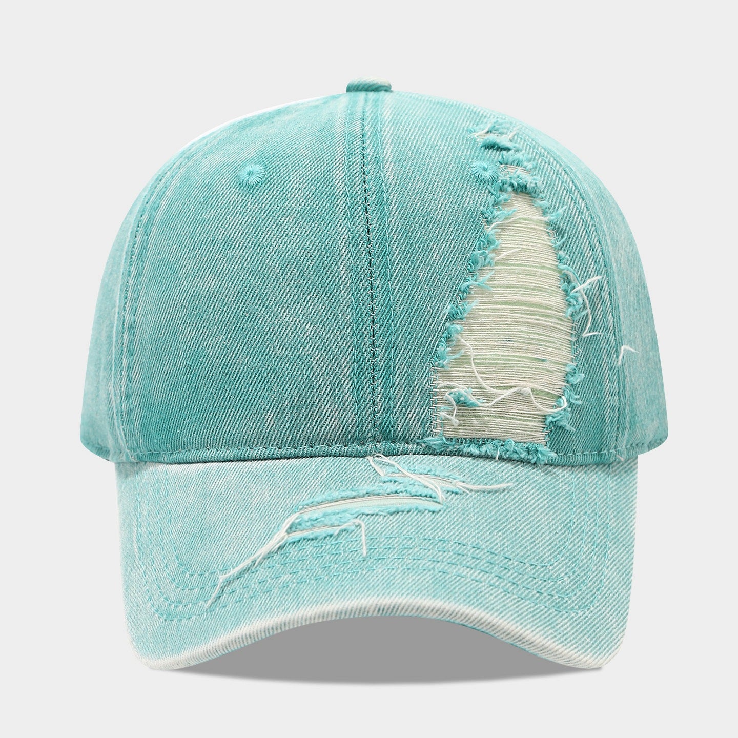 Distressed Denim Baseball Cap | Korean Streetwear
