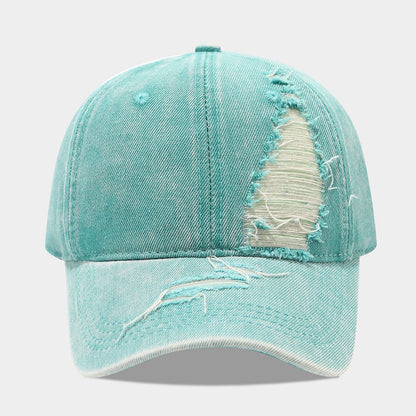 Distressed Denim Baseball Cap | Korean Streetwear