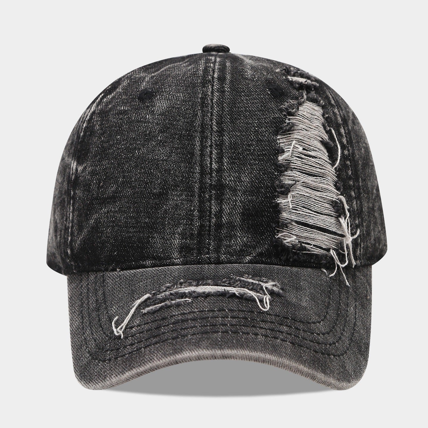 Distressed Denim Baseball Cap | Korean Streetwear
