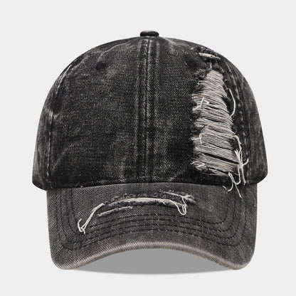 Distressed Denim Baseball Cap | Korean Streetwear
