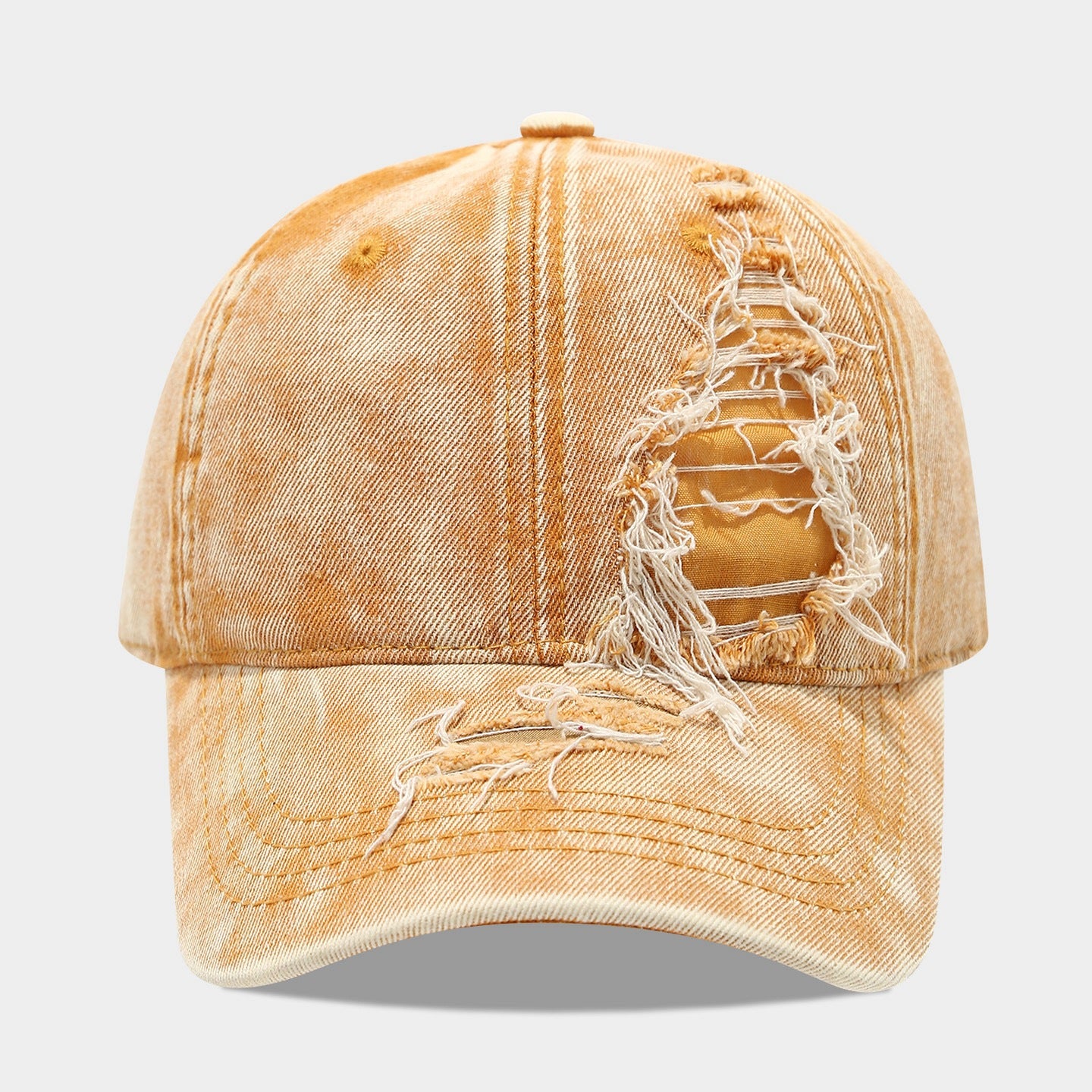 Distressed Denim Baseball Cap | Korean Streetwear