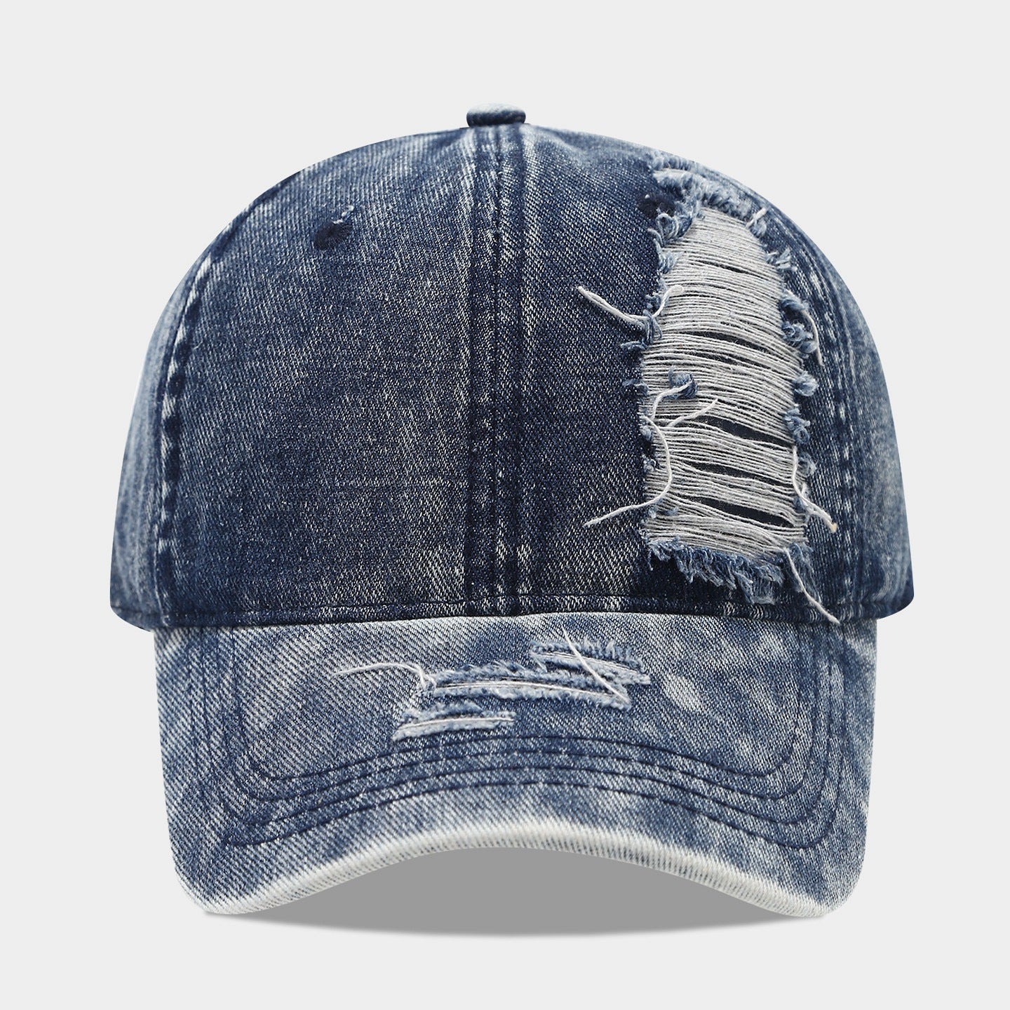 Distressed Denim Baseball Cap | Korean Streetwear