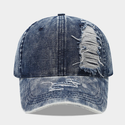 Distressed Denim Baseball Cap | Korean Streetwear
