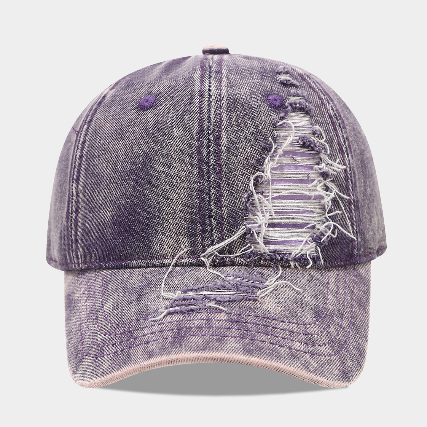 Distressed Denim Baseball Cap | Korean Streetwear