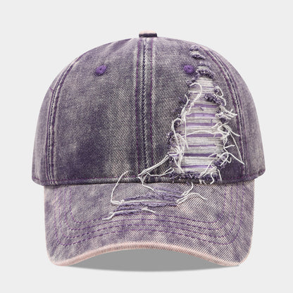 Distressed Denim Baseball Cap | Korean Streetwear
