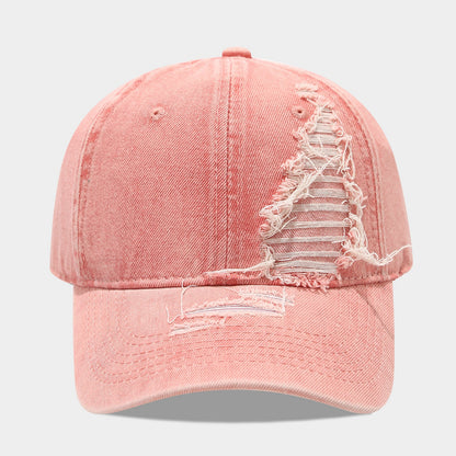 Distressed Denim Baseball Cap | Korean Streetwear