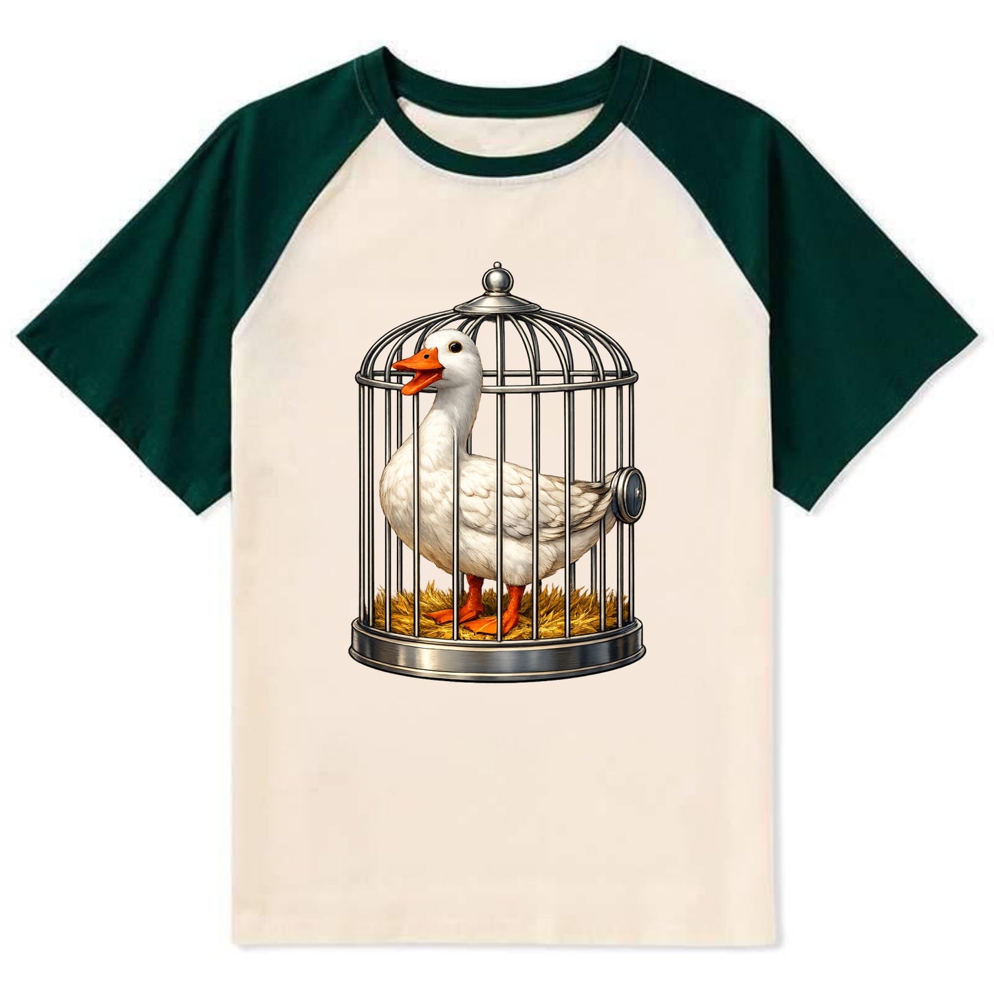 Duck In Cage - Contrast Raglan T-shirt