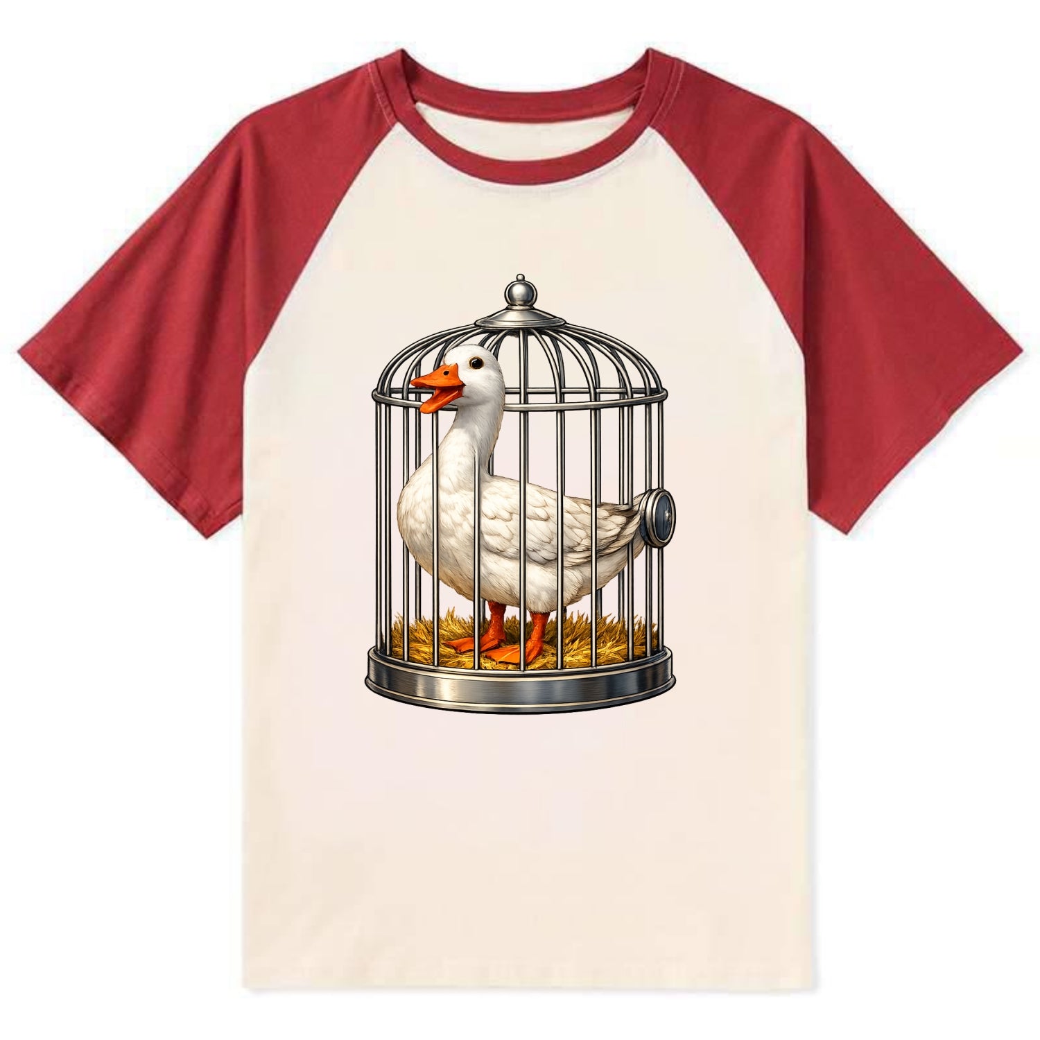 Duck In Cage - Contrast Raglan T-shirt