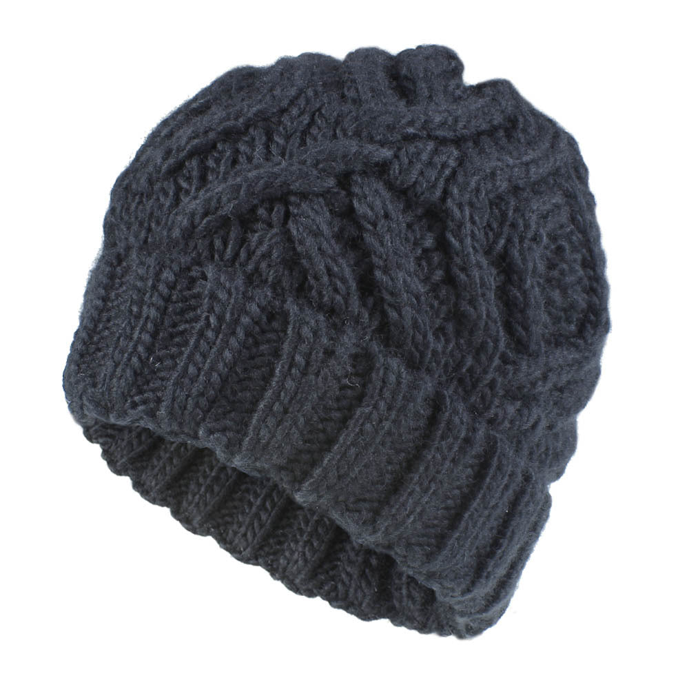 Diamond Knit Wool Hat - Cozy Autumn/Winter Style