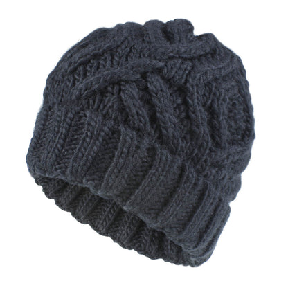 Diamond Knit Wool Hat - Cozy Autumn/Winter Style