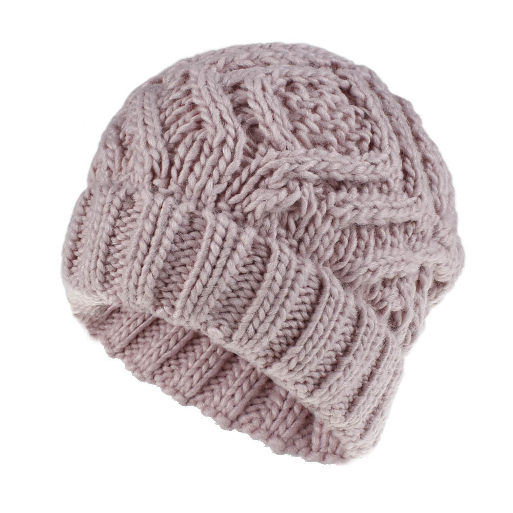 Diamond Knit Wool Hat - Cozy Autumn/Winter Style