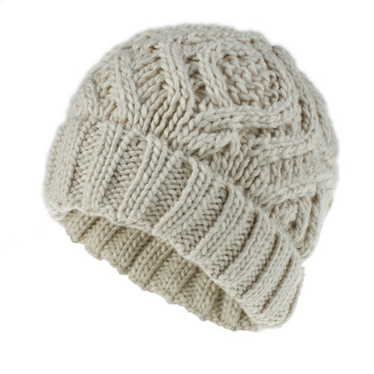 Diamond Knit Wool Hat - Cozy Autumn/Winter Style