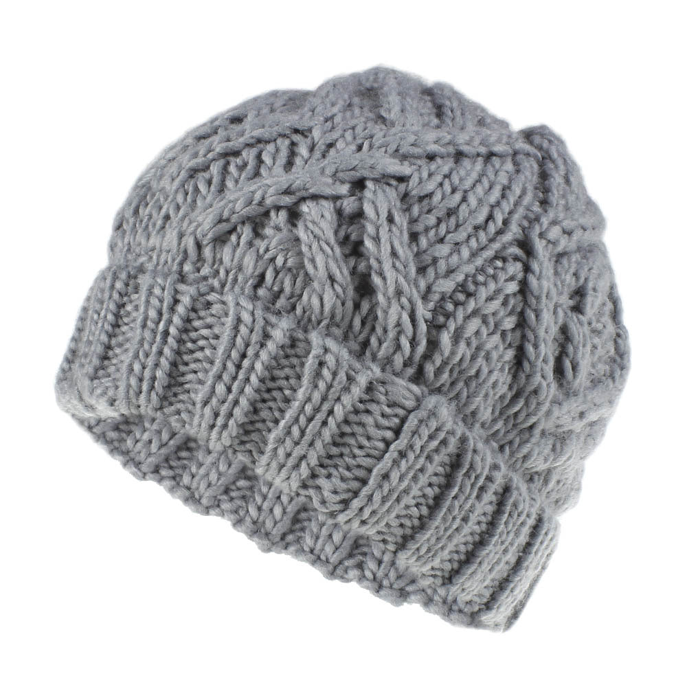 Diamond Knit Wool Hat - Cozy Autumn/Winter Style