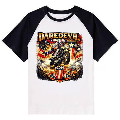 Daredevil Stunt Rider - Contrast Raglan T-shirt