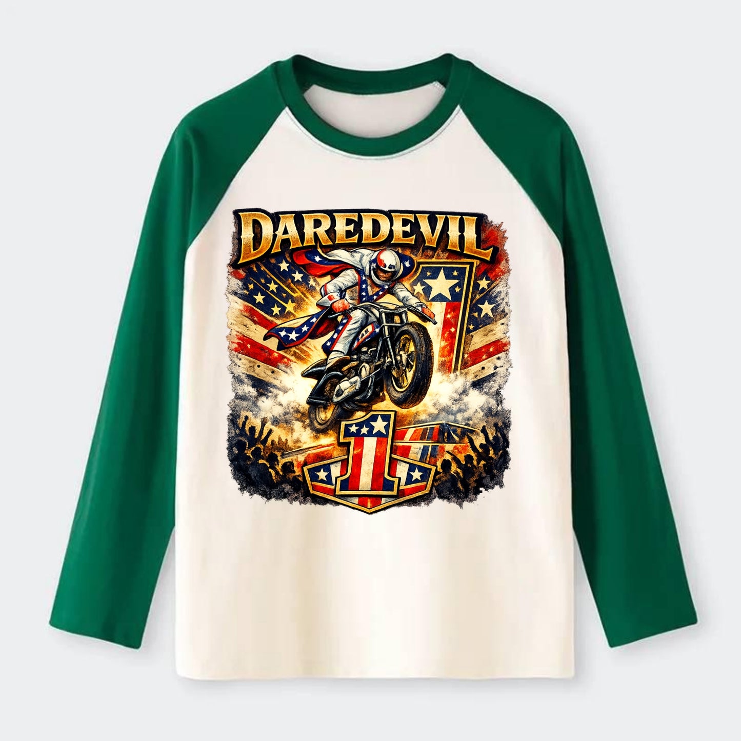 Daredevil Stunt Rider - Raglan Long Sleeve T-Shirt