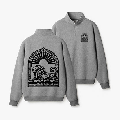 Persian Lion Arch Half-Zip Fleece Sweatshirt – Dark Gray