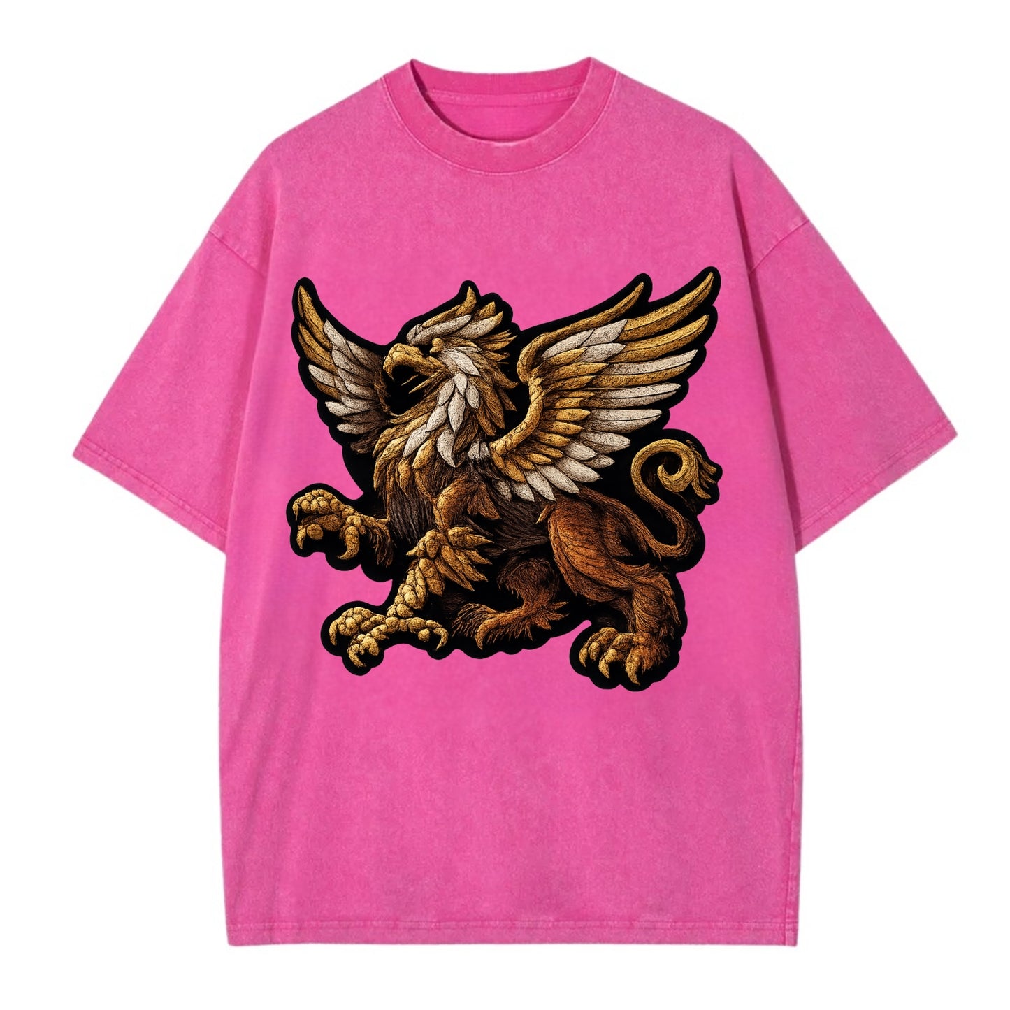 GRIFFIN BEAST - lion eagle hybrid in gold and brown , heraldic - Vintage T-shirt - Dusty Rose(Rose)
