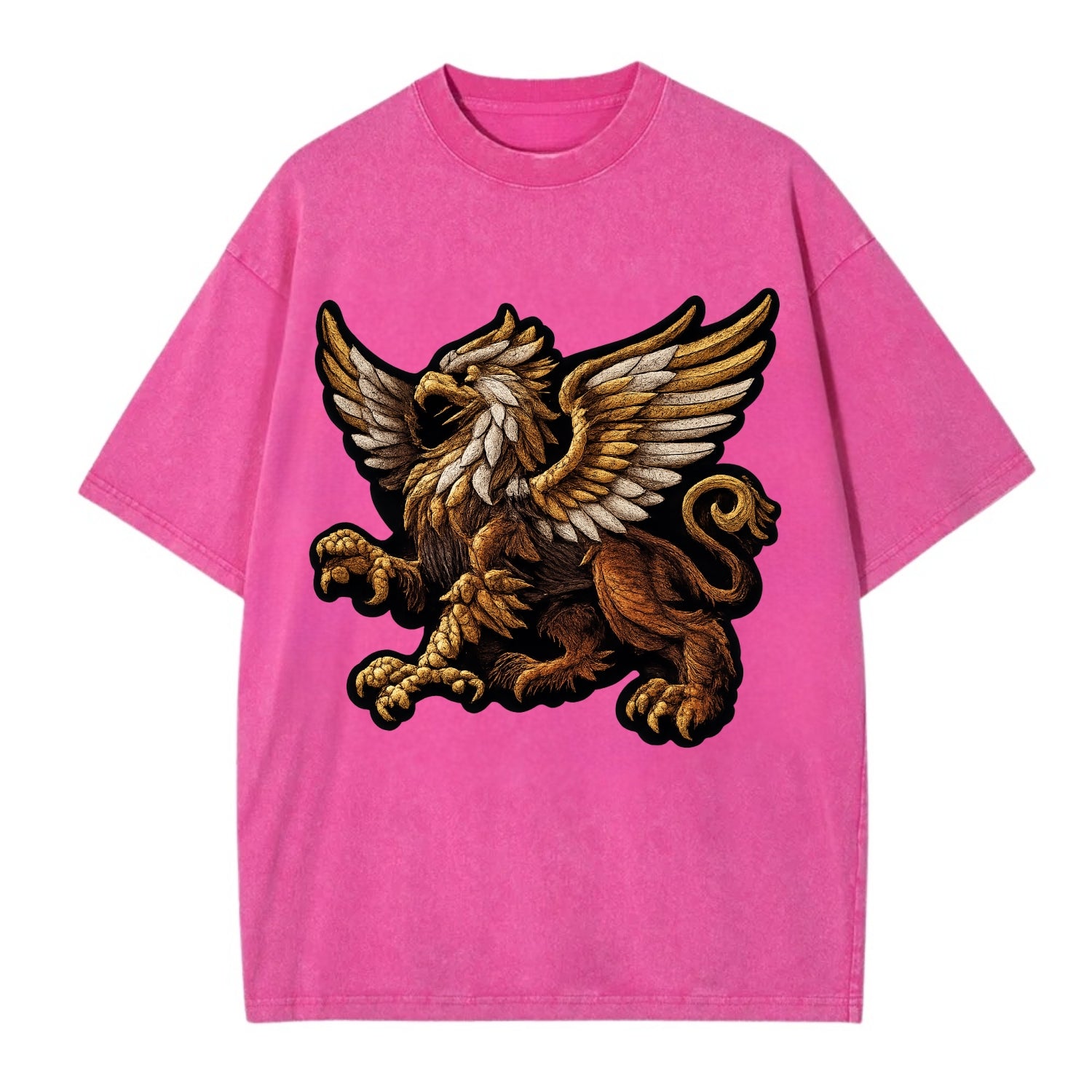 GRIFFIN BEAST - lion eagle hybrid in gold and brown , heraldic - Vintage T-shirt - Dusty Rose(Rose)