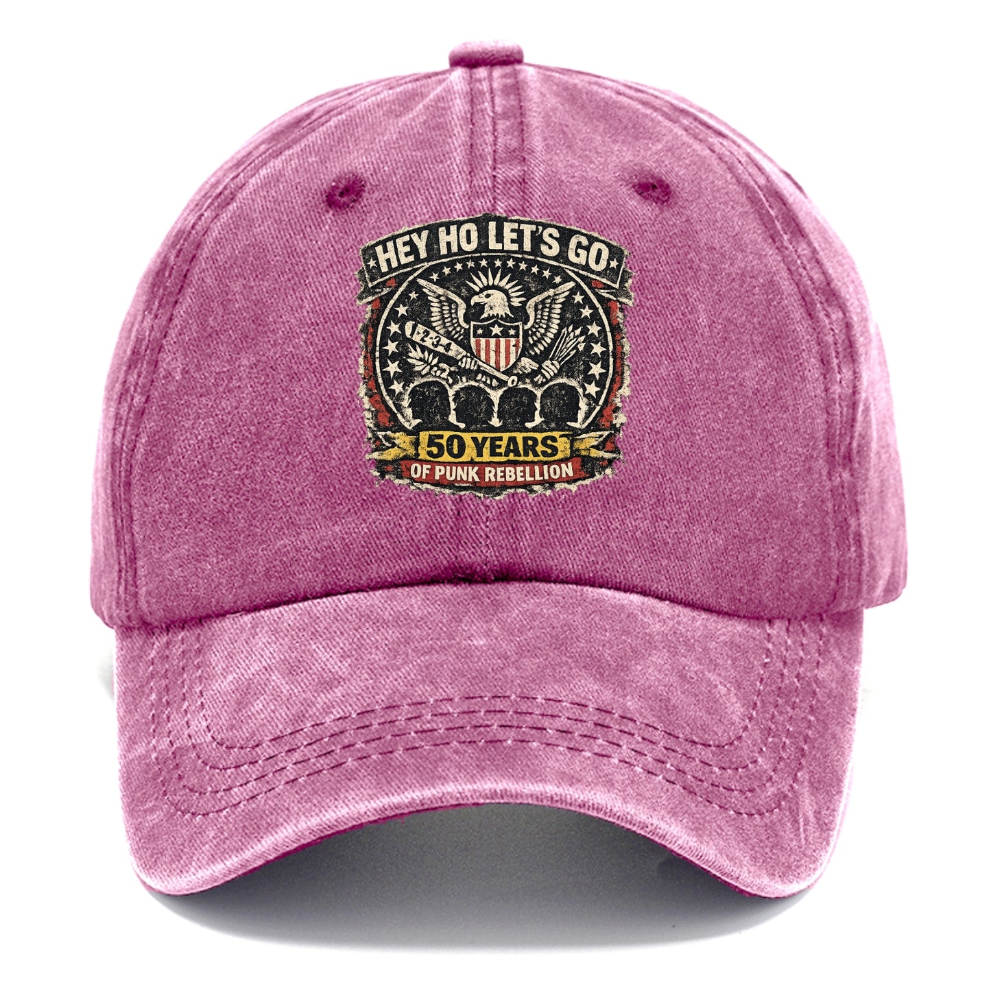 RAMONES LEGACY | Hey Ho Let's Go typography | Presidential seal parody | Four heads - Classic Cap - Dusty Rose(Rose)