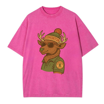 Edmonton Elk wearing Edmonton beanie wit - Vintage T-shirt - Dusty Rose(Rose)