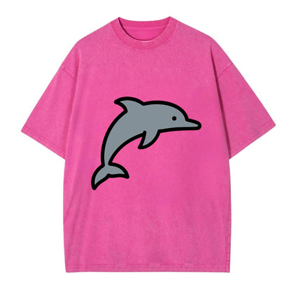 Bottlenose Dolphin - Gray jumping pose flat side profile - Vintage T-shirt - Dusty Rose(Rose)