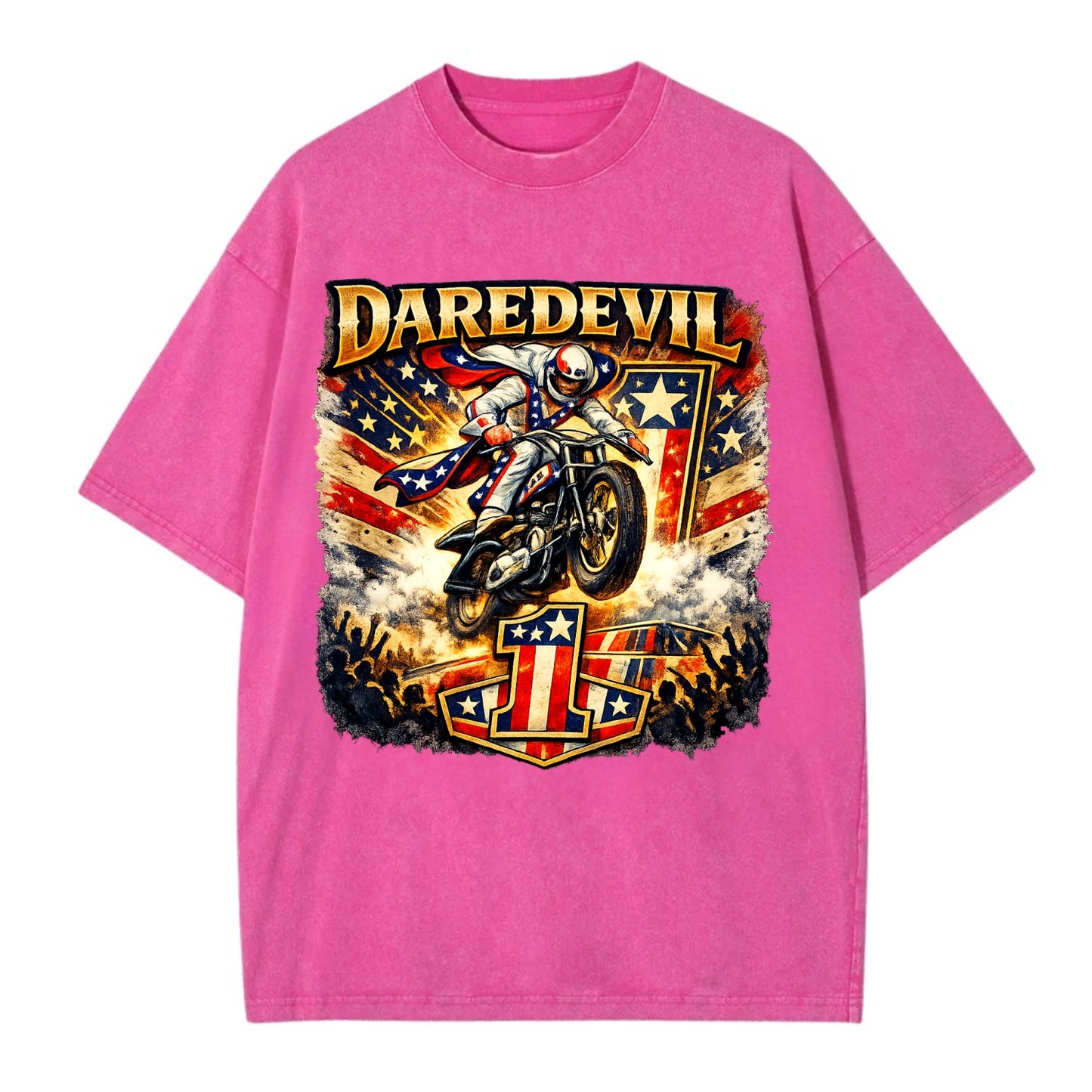 Daredevil Stunt Rider - Vintage T-shirt - Dusty Rose(Rose)
