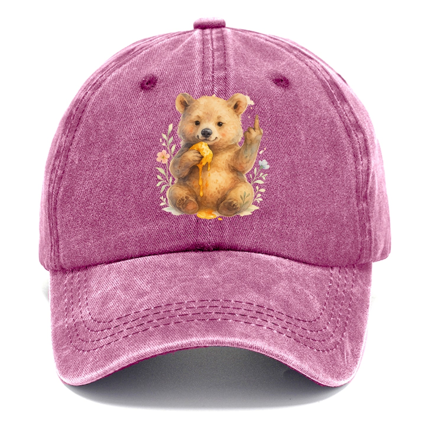 chubby bear cub eating dripping honey, sticky paw up with middle finger - Classic Cap - Dusty Rose(Rose)