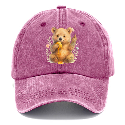 chubby bear cub eating dripping honey, sticky paw up with middle finger - Classic Cap - Dusty Rose(Rose)